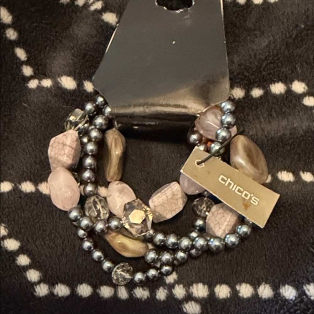 Chico's Elegant Pink and Silver Beaded Bracelet